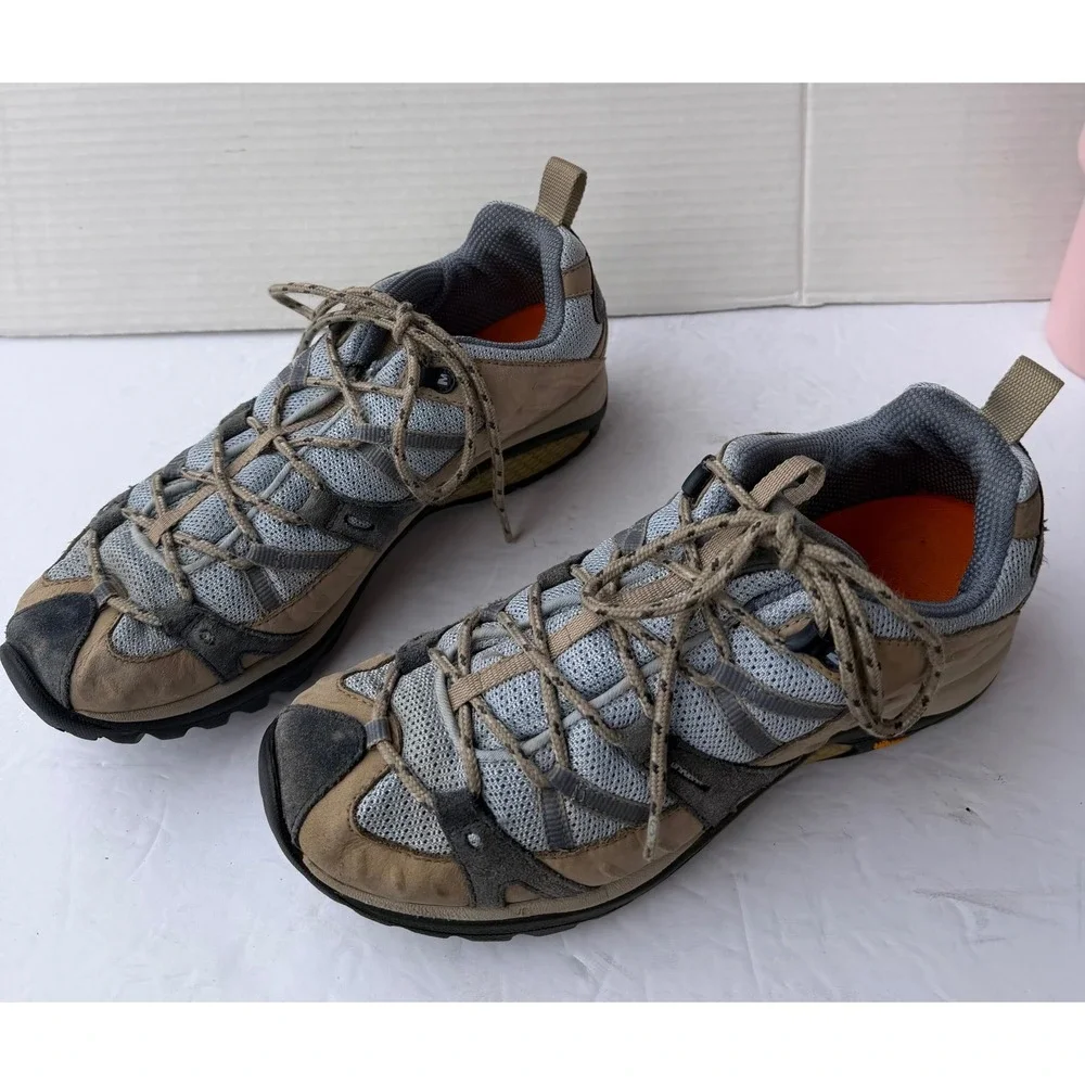 Merrell Siren Tan Gray Vibram Low Top Mesh Lace Up Sport Hiking Sneaker Shoes 9 - Picture 1 of 9
